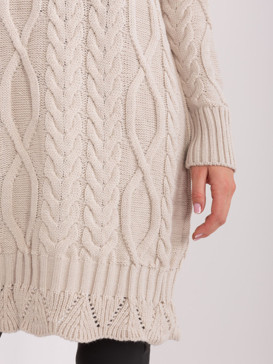 Béžové midi šaty s dlouhým rukávem