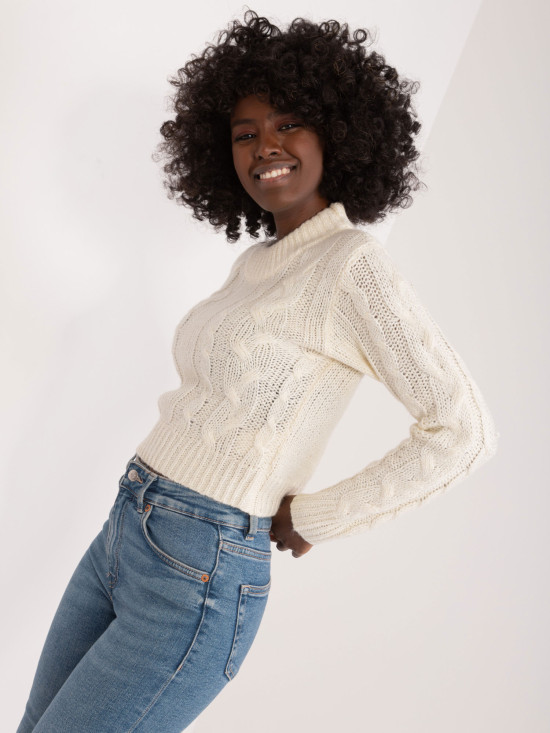 Elegantní ecru svetr s dlouhým rukávem