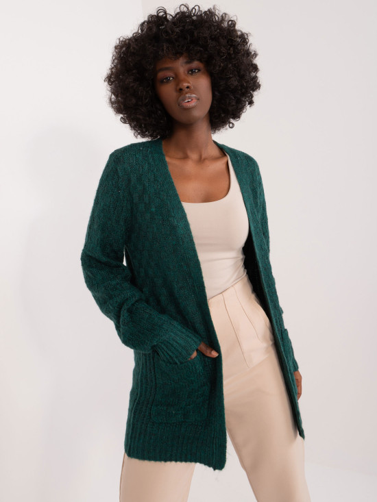 Stylový kardigan v tmavě zelené barvě