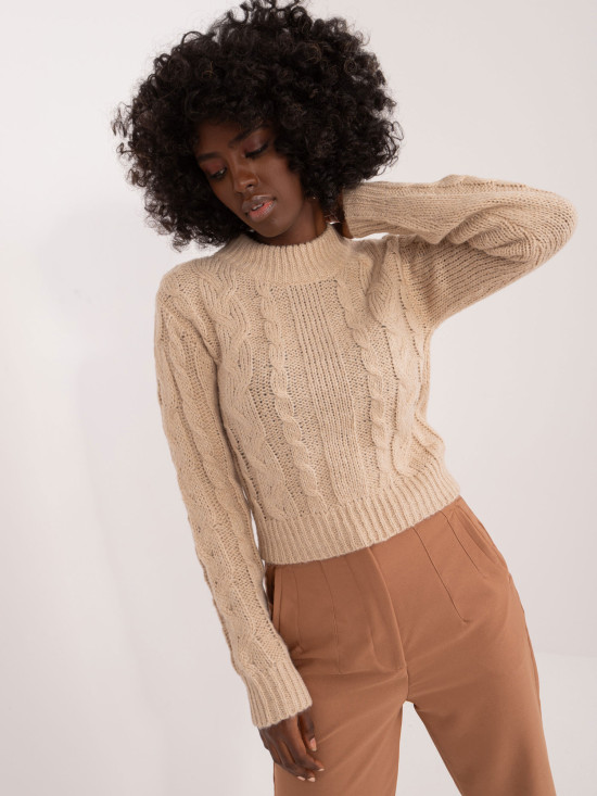 Béžový svetr s dlouhým rukávem