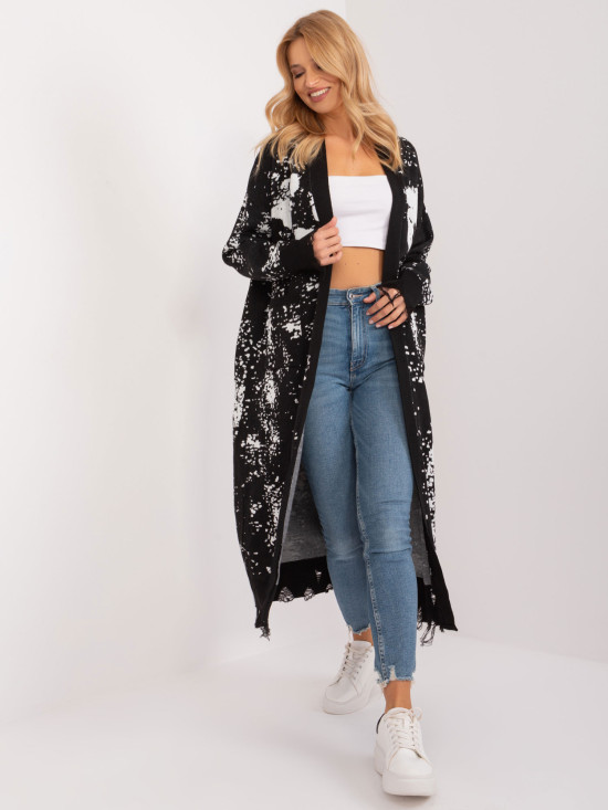 Stylový černý kardigan s dlouhým rukávem