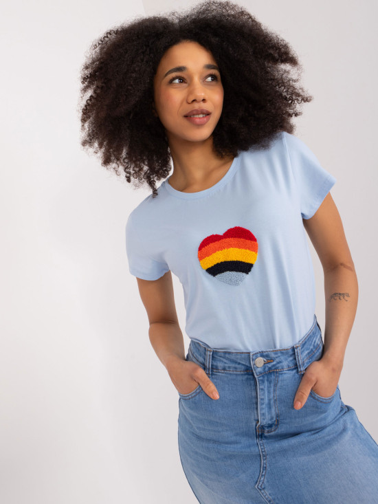 Stylová modrá blůza s aplikací