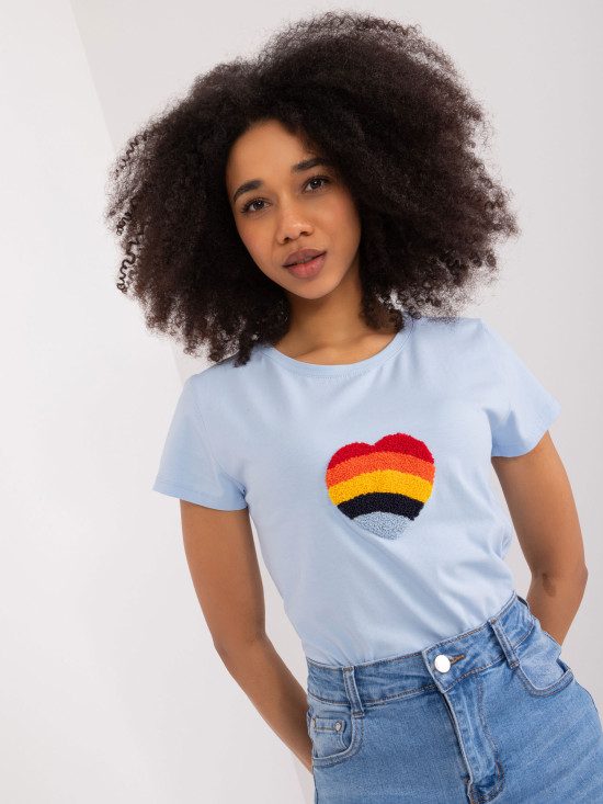 Stylová modrá blůza s aplikací