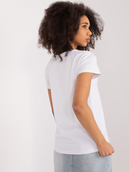 Bílá blůza s aplikací a výšivkou