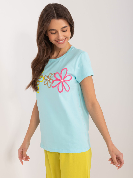 Měkké tričko s aplikací modré