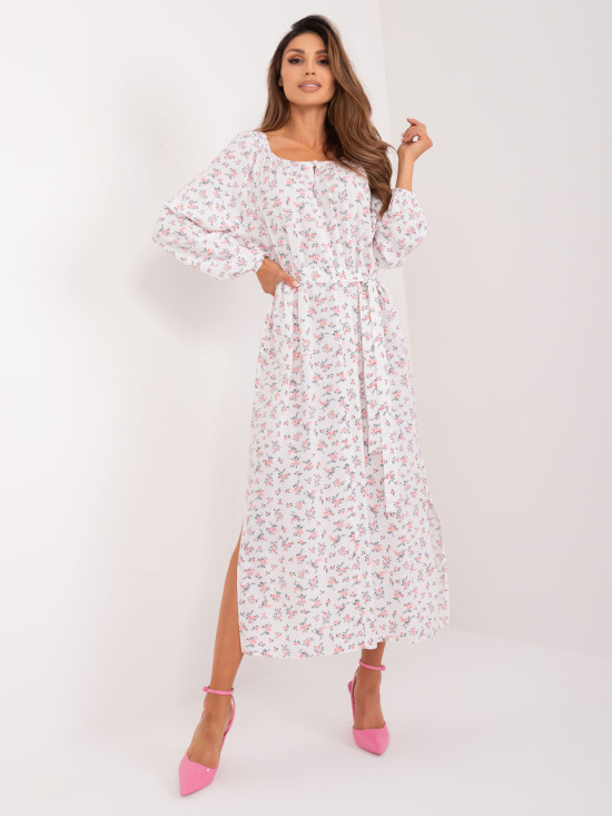 Květinové letní maxi šaty v bílé