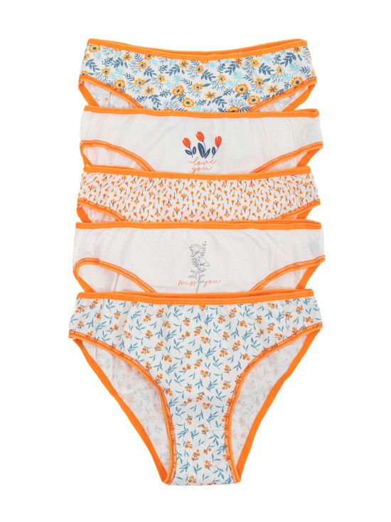 Pohodlné dámské kalhotky v oranžové barvě - set 5 kusů