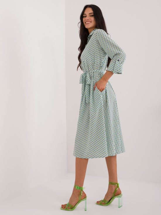 Pohodlné zelené midi šaty s potiskem