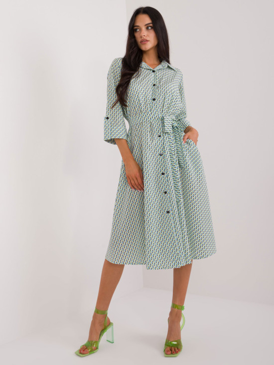 Pohodlné zelené midi šaty s potiskem