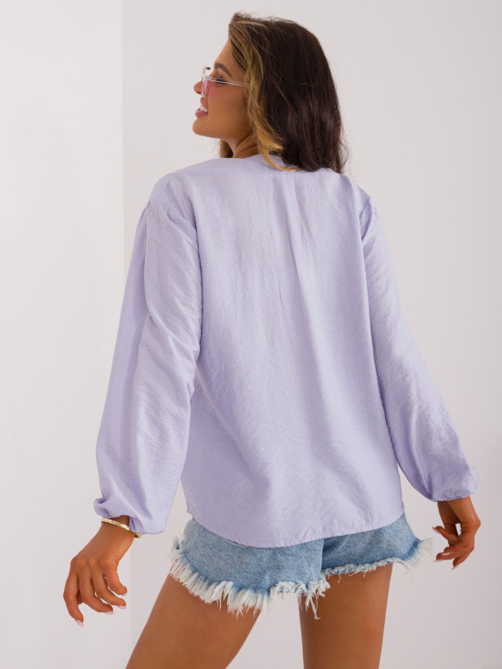 Stylová modrá halenka s dlouhým rukávem