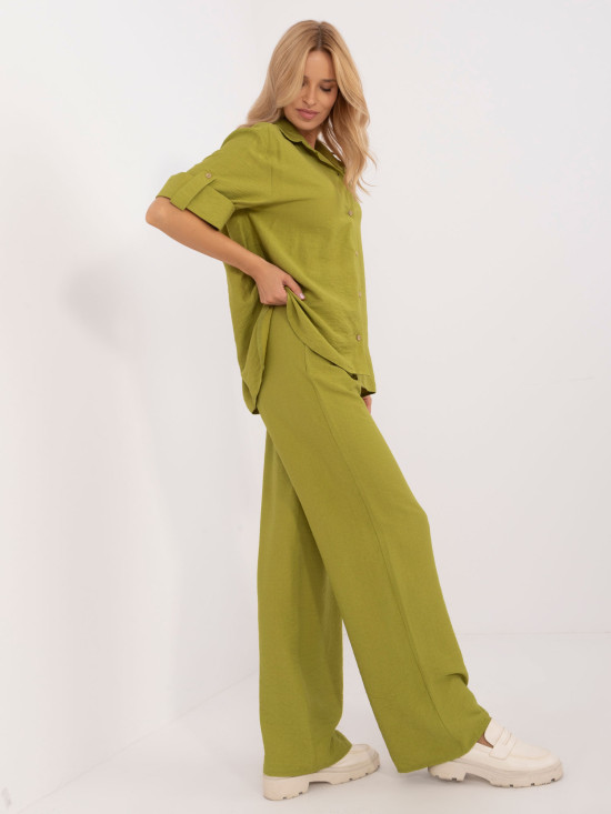 Exkluzivní lněný komplet v limetkové