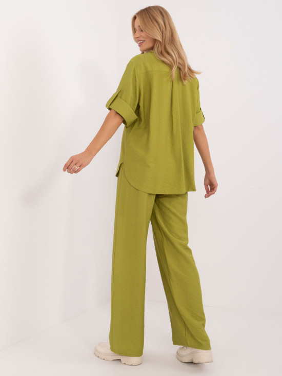 Exkluzivní lněný komplet v limetkové