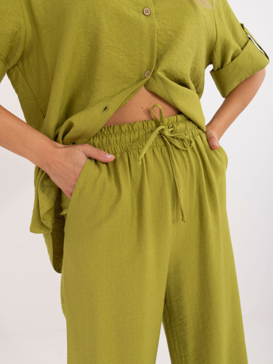 Exkluzivní lněný komplet v limetkové