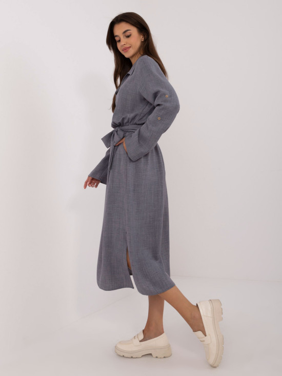 Elegantní rozšířená šaty v tmavě šedé barvě