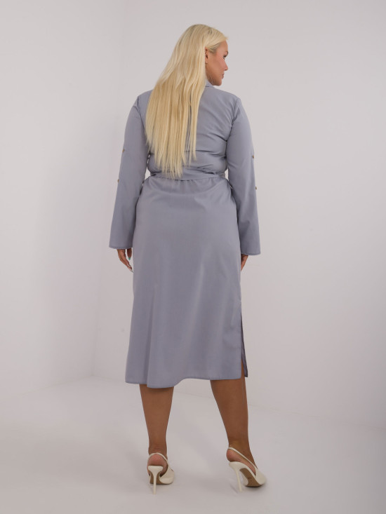 Elegantní šedé šaty s dlouhým rukávem