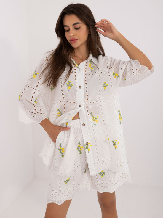 Bílo-žlutý komplet s 3/4 rukávem