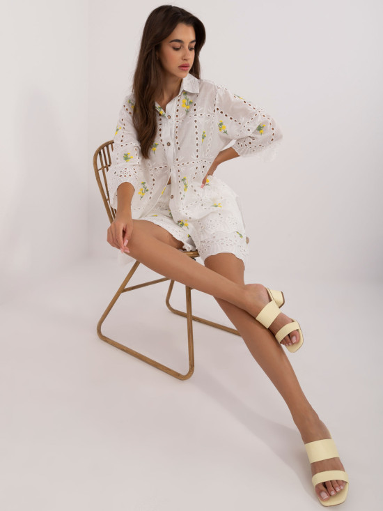 Bílo-žlutý komplet s 3/4 rukávem