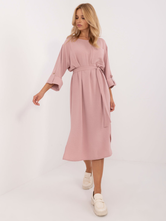 Elegantní midi šaty v tmavě růžové