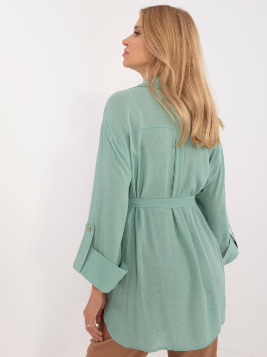 Pohodlná pistáciová košile s 3/4 rukávem