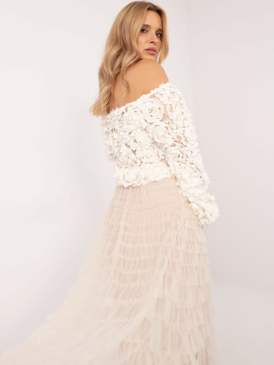 Elegantní béžová tylová sukně