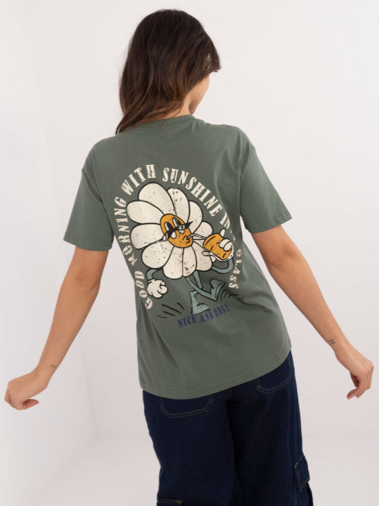 Stylová khaki blůza s krátkým rukávem