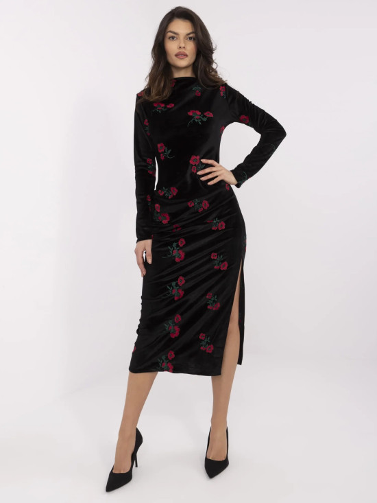 Elegantní midi šaty s dlouhým rukávem