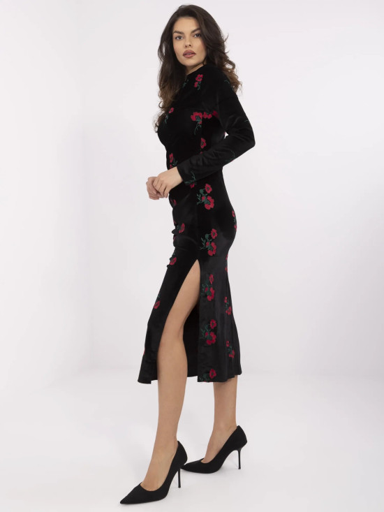 Elegantní midi šaty s dlouhým rukávem