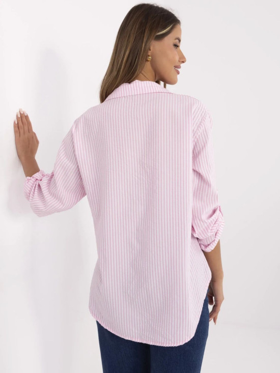 Růžová pruhovaná košile s dlouhým rukávem