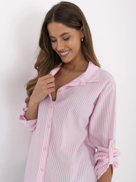 Růžová pruhovaná košile s dlouhým rukávem