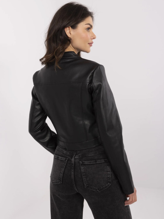 Stylová černá bunda z ekokůže