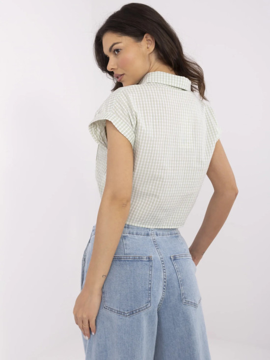 Pistáciová košile s krátkým rukávem