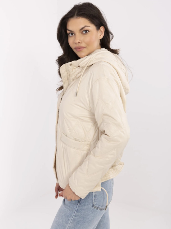 Béžová přechodová bunda s kapucí