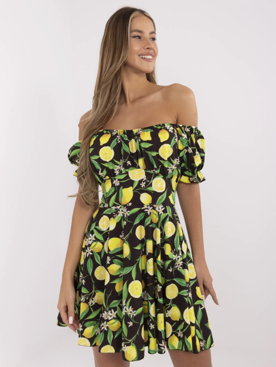 Letní šaty v černo-žluté kombinaci