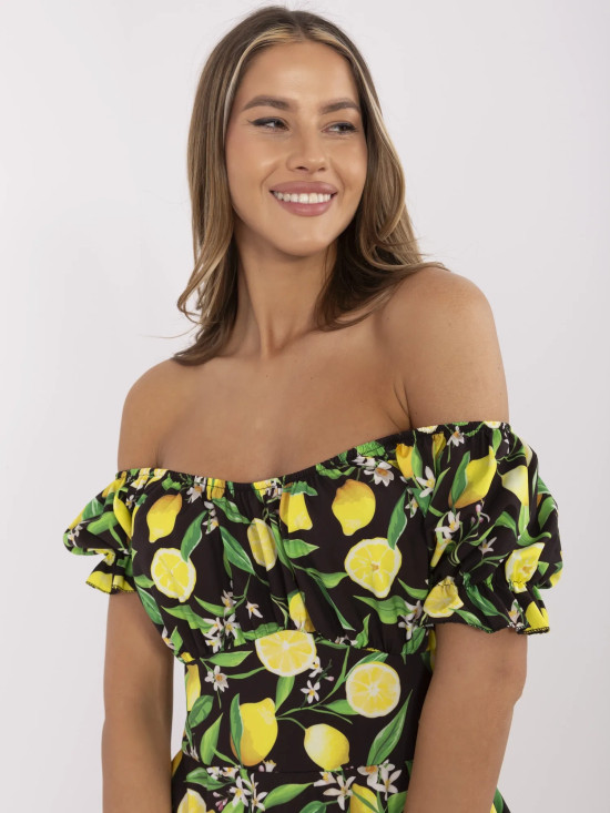 Letní šaty v černo-žluté kombinaci