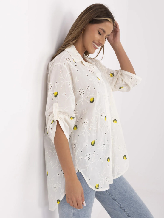 Elegantní ecru košile s 3/4 rukávem