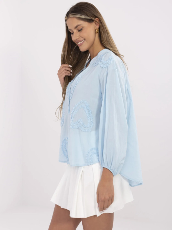 Stylová modrá blůza s dlouhým rukávem