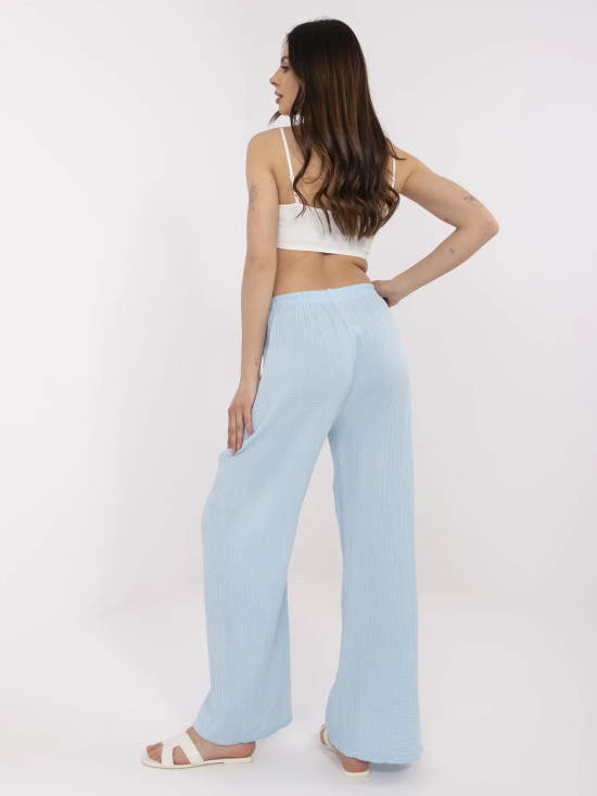 Stylové modré mušelínové kalhoty