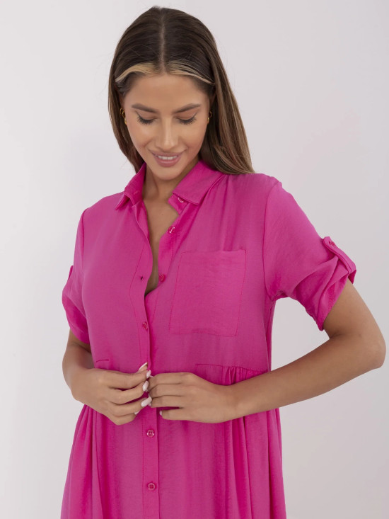 Růžové šaty s krátkým rukávem