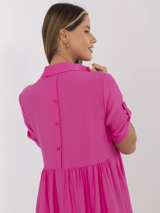 Růžové šaty s krátkým rukávem