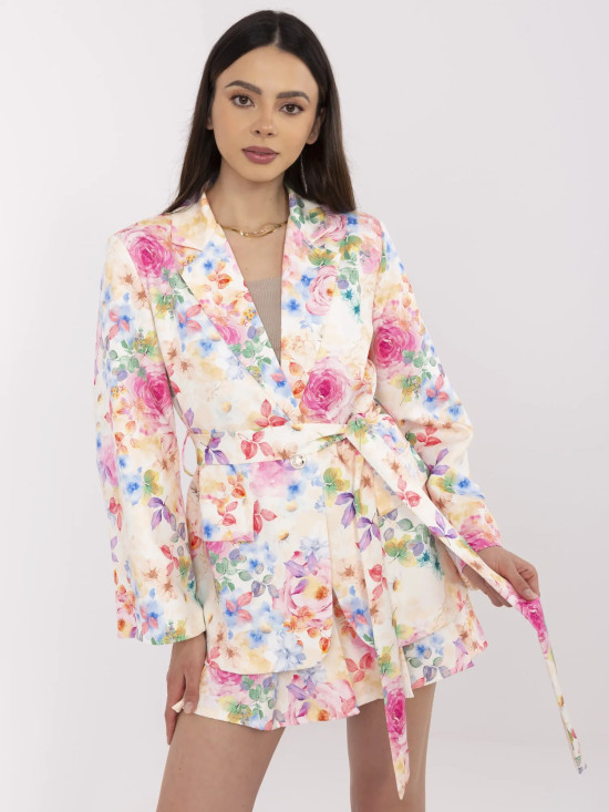 Elegantní komplet s květinovým vzorem bílá/růžová
