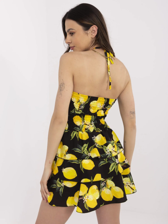 Černé letní mini šaty s potiskem