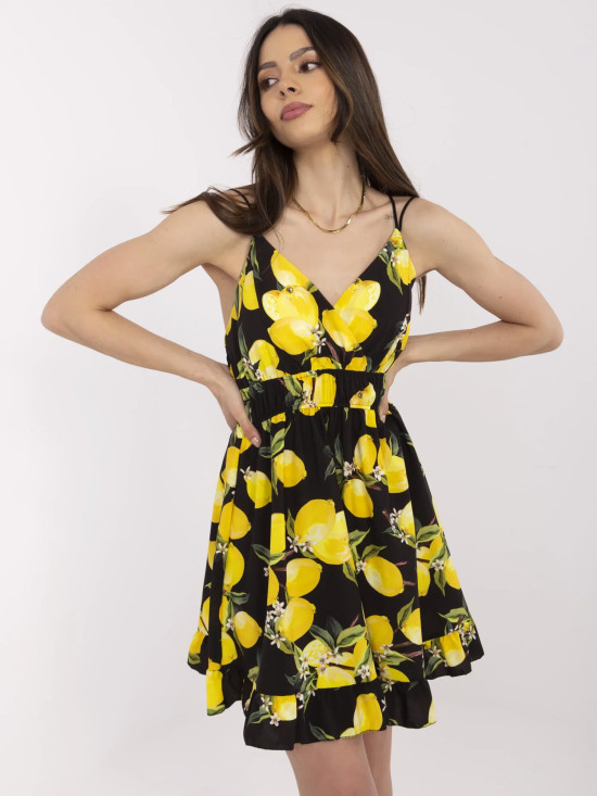 Letní šaty v černo-žlutém provedení