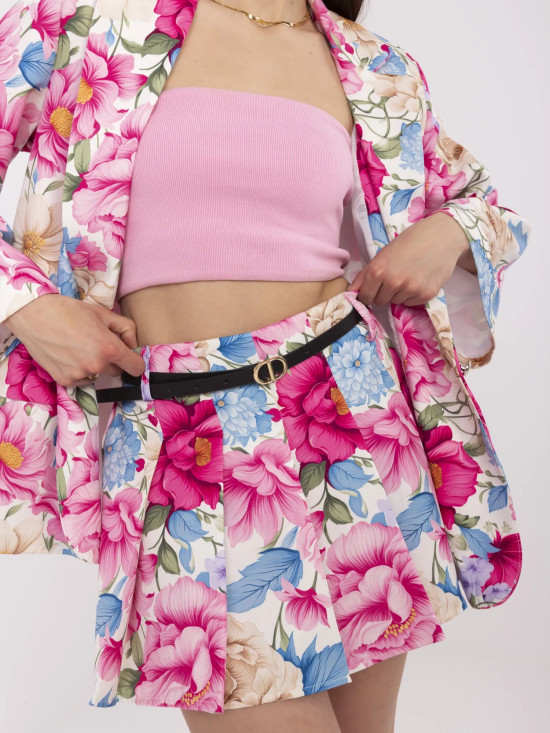 Elegantní růžový komplet s květinovým vzorem