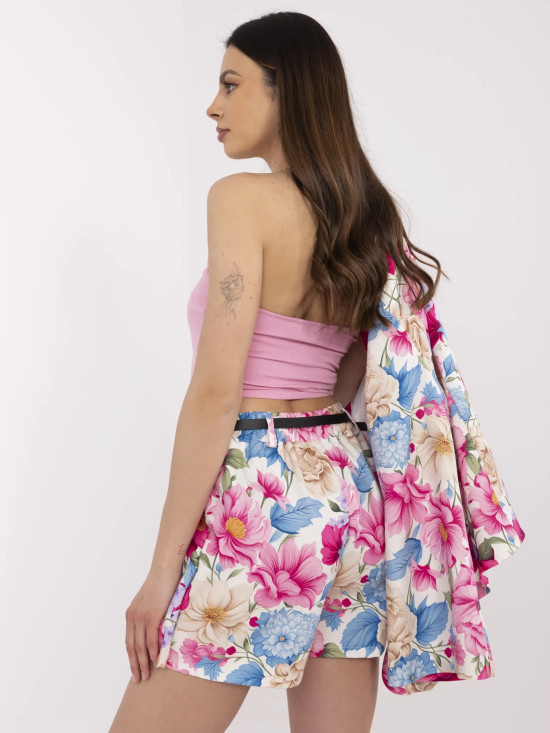 Elegantní růžový komplet s květinovým vzorem