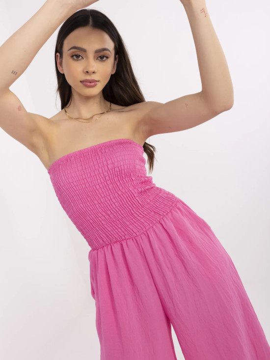 Růžový overal z viskózy