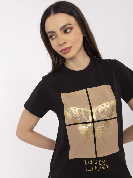 Stylové černé tričko s aplikací