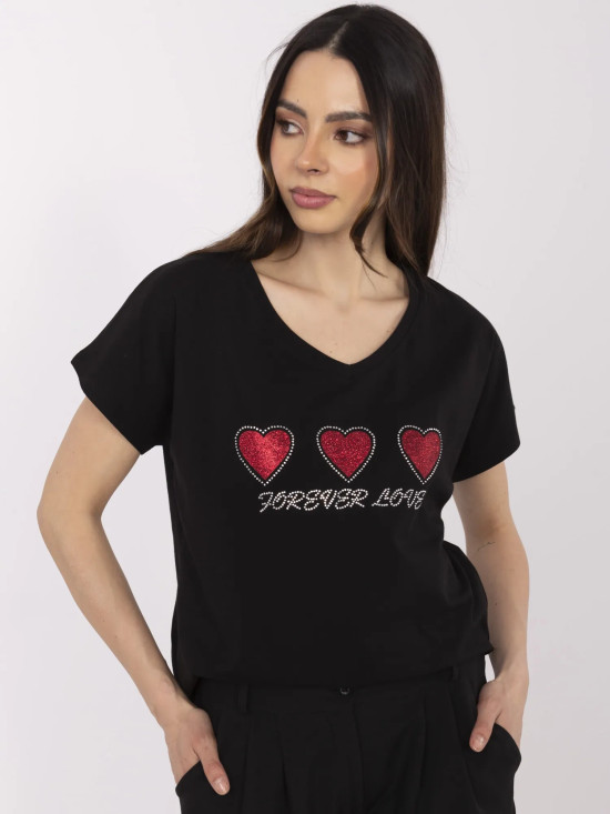 Stylové černé tričko s aplikací