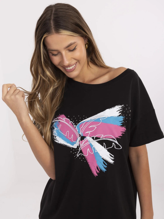 Stylové černé tričko s aplikací