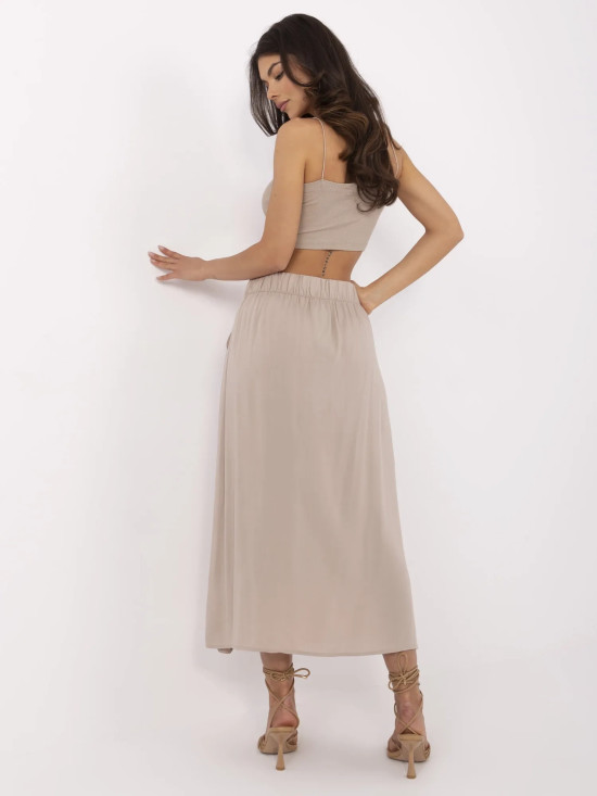 Elegantní midi sukně v béžové barvě