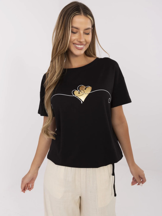 Stylové černé tričko s krátkým rukávem